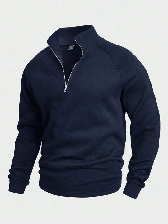 Heren Halv-Zip Trui Comfortabel Casual Katoenmix 8