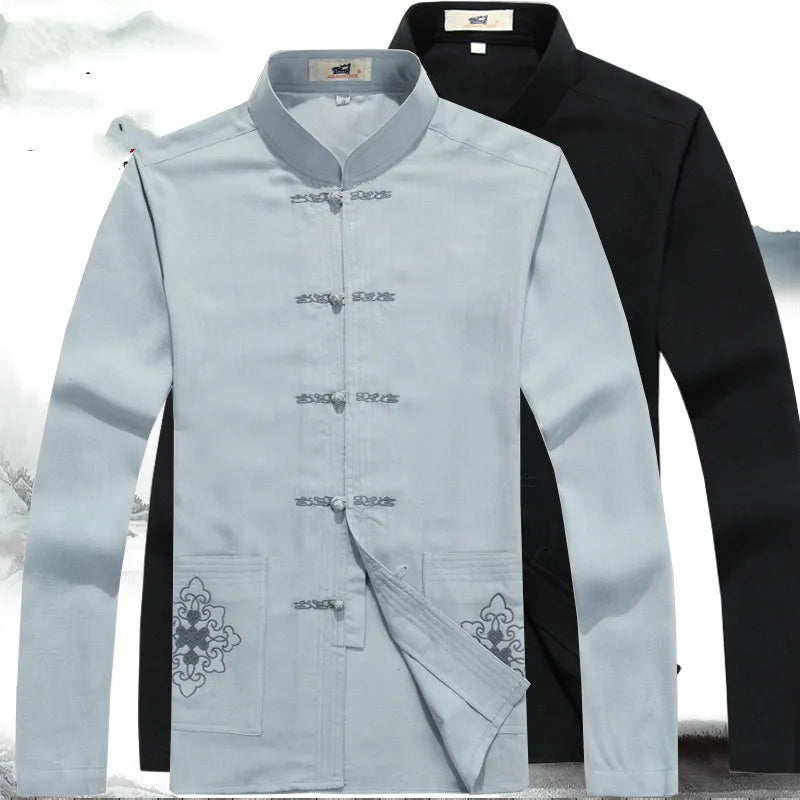 Heren Kleding Set Japanse Stijl met Lange Mouwen en Broek 1