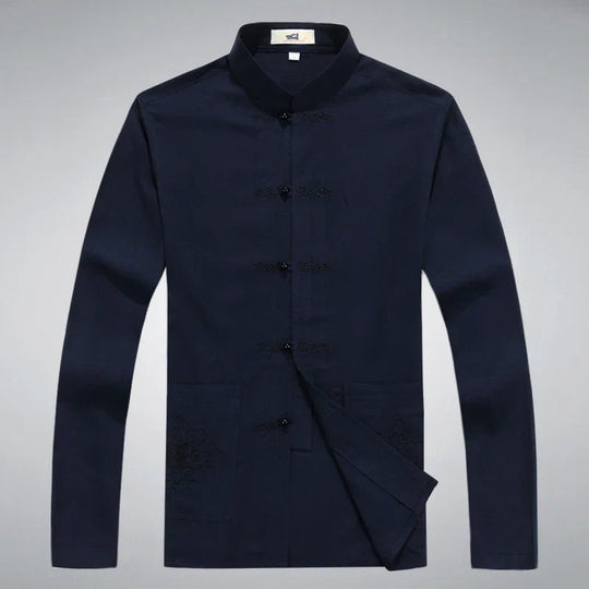 Heren Kleding Set Japanse Stijl met Lange Mouwen en Broek 3