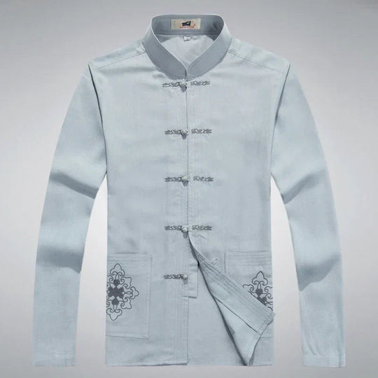 Heren Kleding Set Japanse Stijl met Lange Mouwen en Broek 5