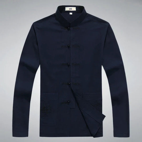 Heren Kleding Set Japanse Stijl met Lange Mouwen en Broek 8