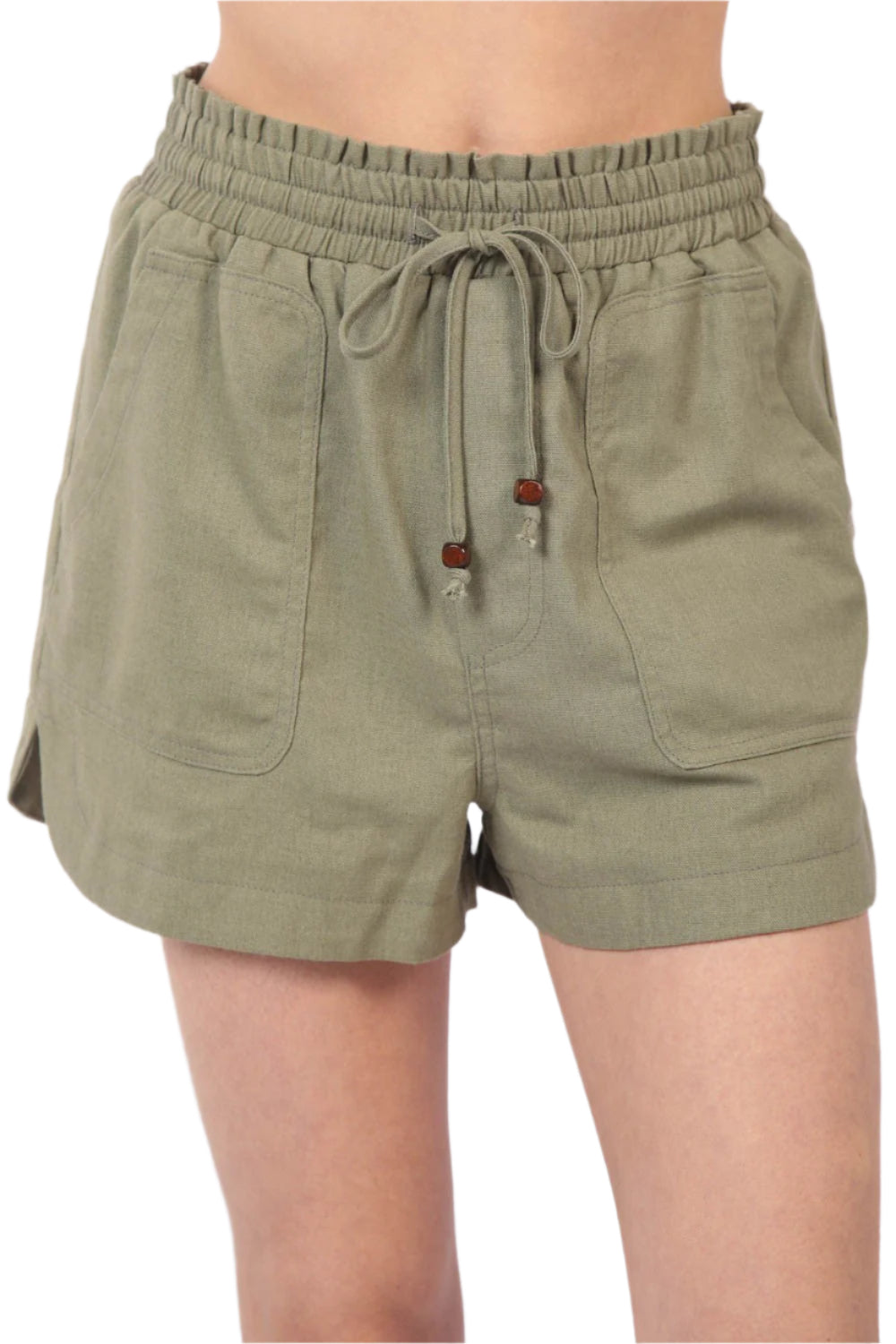 Heren Korte Broek met Elastische Taille en Touwtjesluiting van Linnen 0