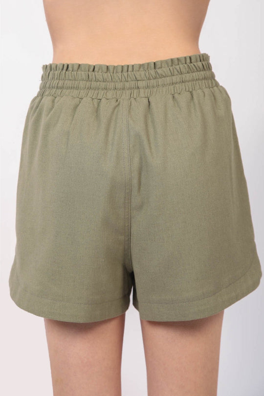 Heren Korte Broek met Elastische Taille en Touwtjesluiting van Linnen 1
