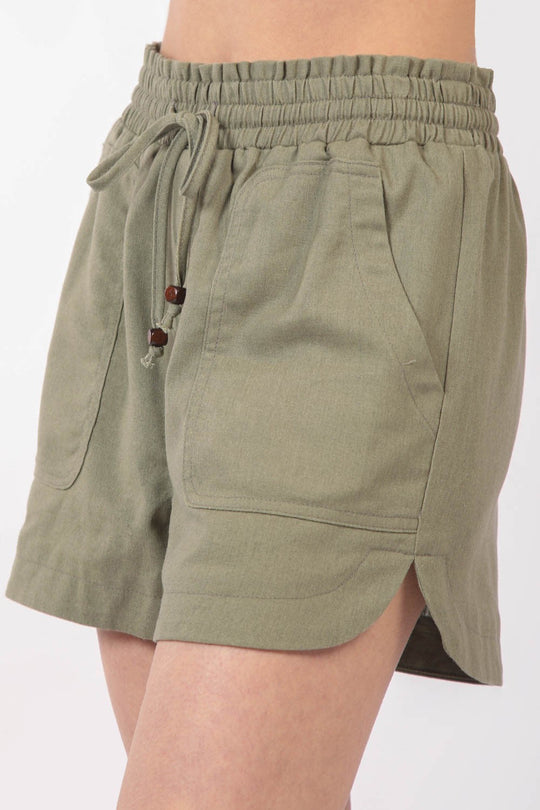 Heren Korte Broek met Elastische Taille en Touwtjesluiting van Linnen 2