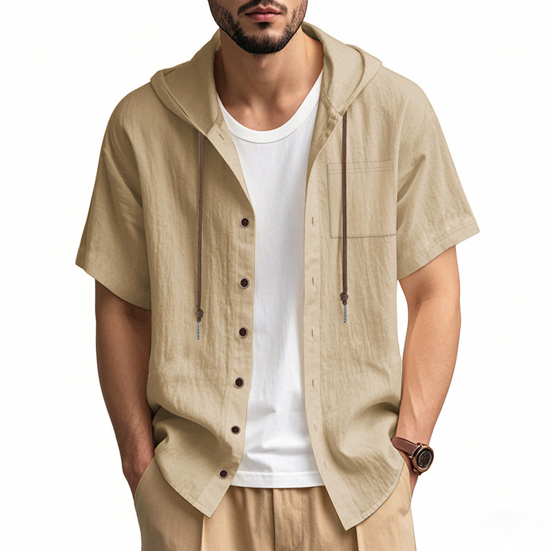 Heren Korte Mouwen Hoodie Overhemd Casual 6
