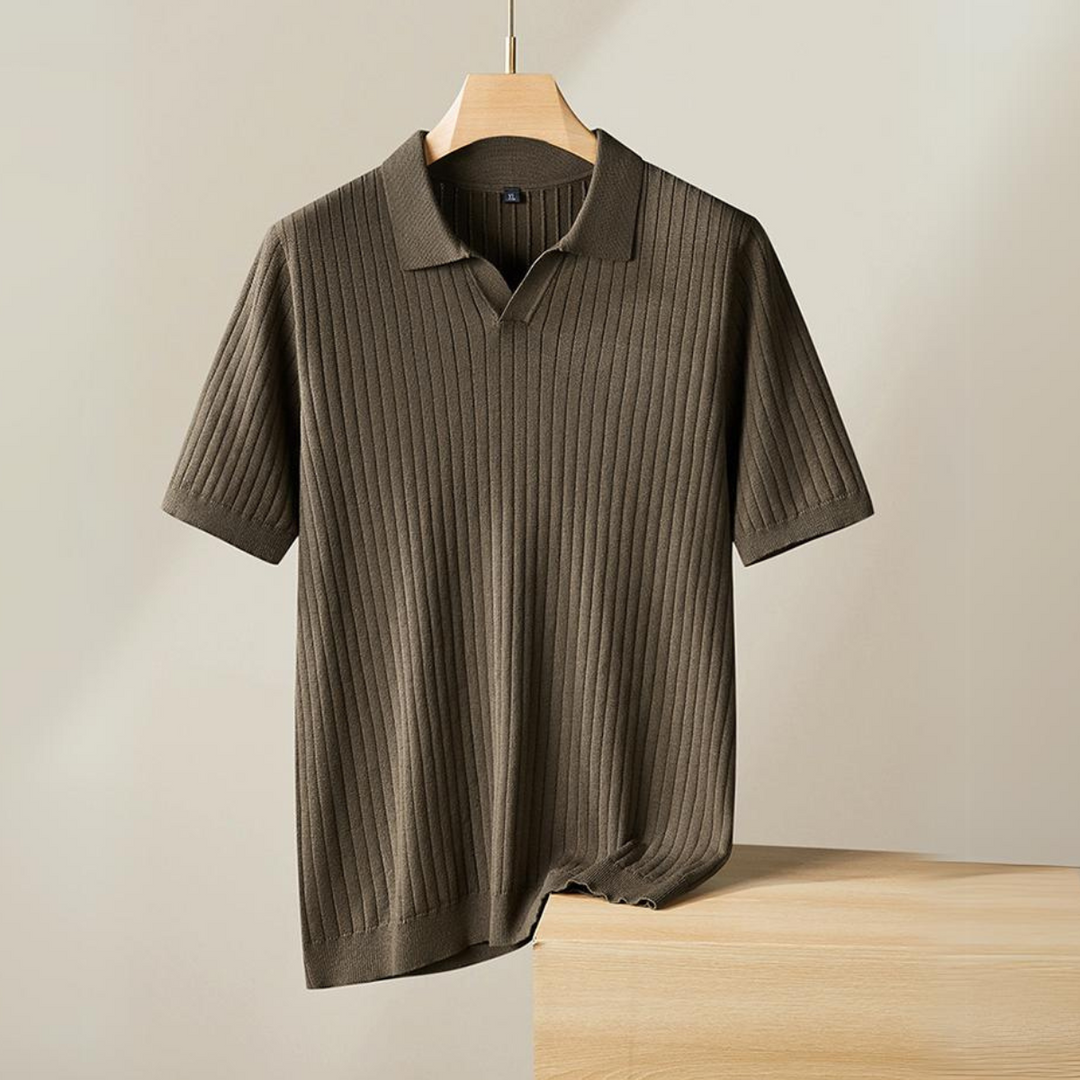 Heren Polo Shirt Geribbelde Textuur Ademend Casual 2