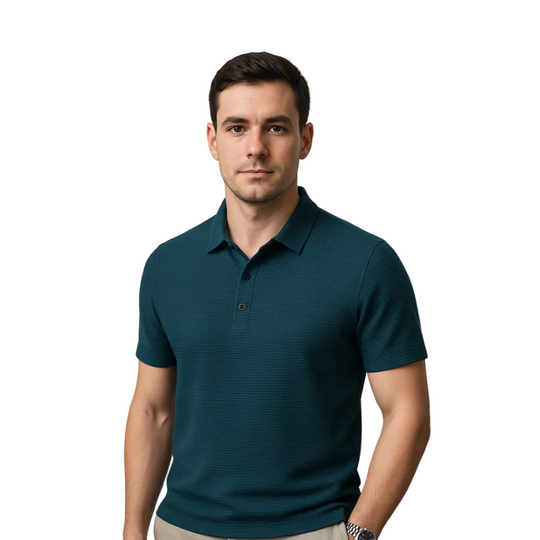 Heren Polo Structuur Ademend Modern Poloshirt 1