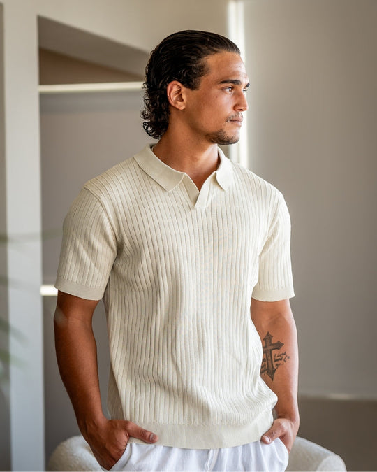 Heren Poloshirt Geribbeld Casual Stijl 2