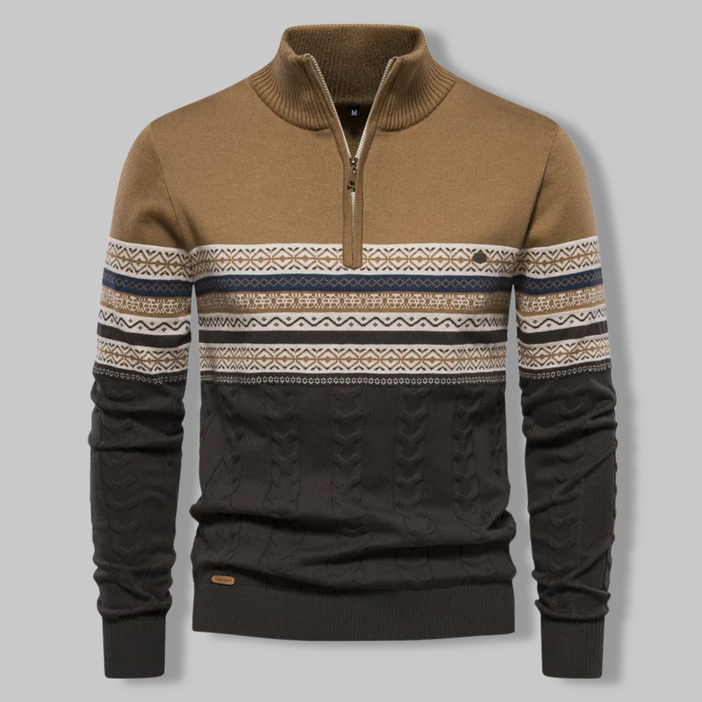 Heren Pullover Gestreept met Rits 1