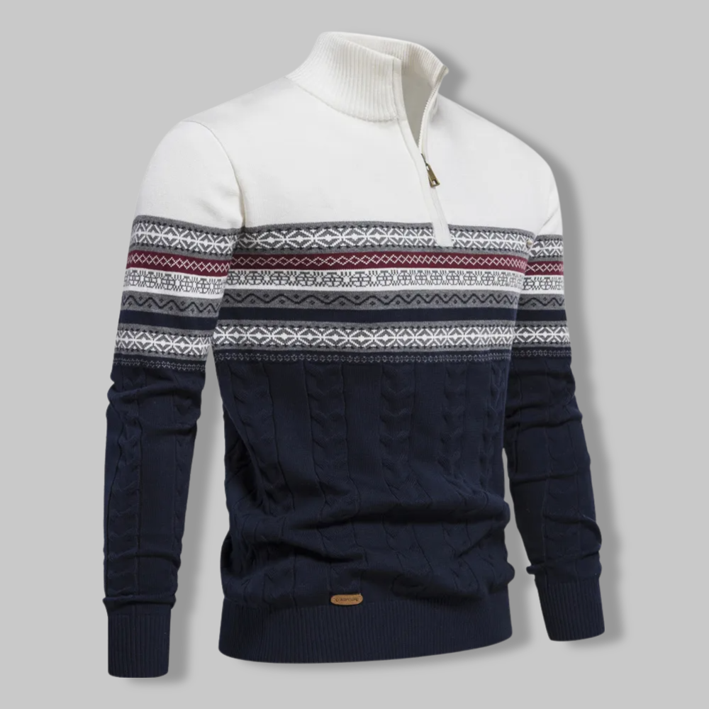 Heren Pullover Gestreept met Rits 2