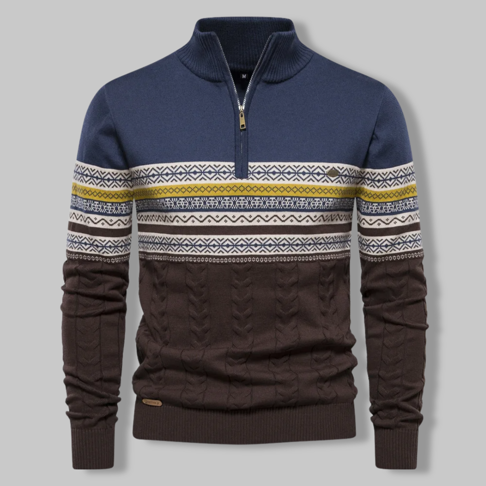 Heren Pullover Gestreept met Rits 5
