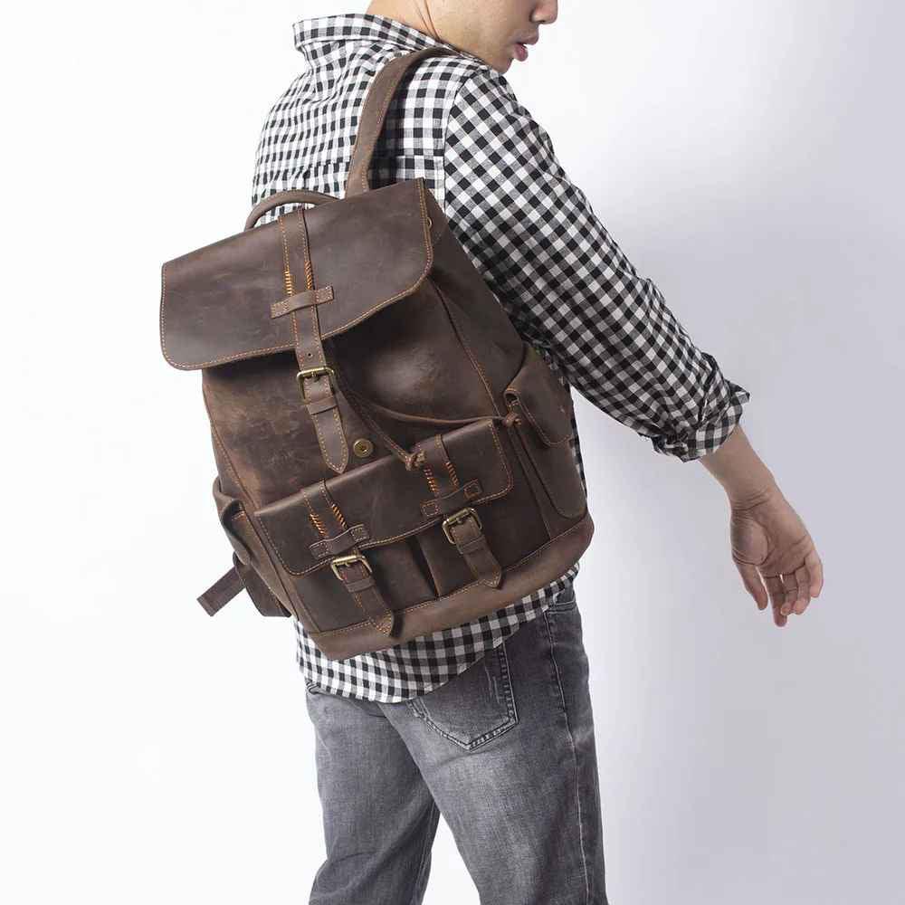 Heren Rugzak Vintage Stijl met Gespriem 2