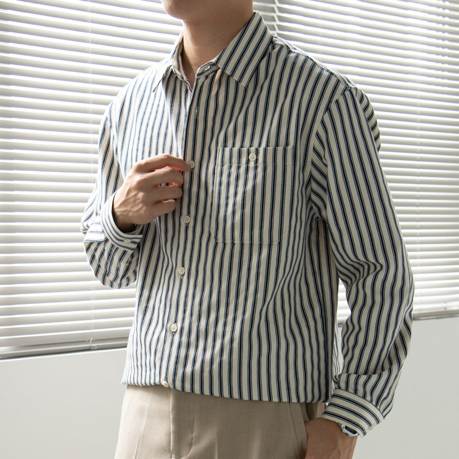 Heren Shirt met Lange Mouwen Gestreept Casual 4