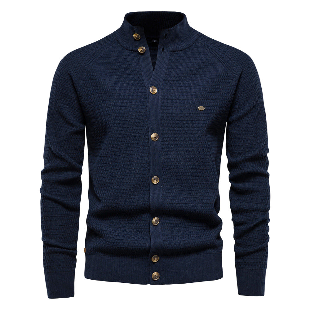 Heren Sweater met Opstaande Kraag en Knoopsluiting 0