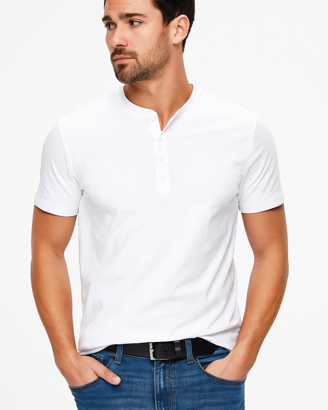 Heren T Shirt Casual Henley Korte Mouw 6