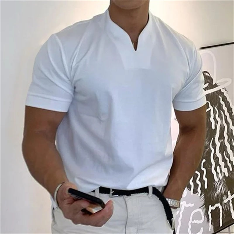Heren V-hals Fitnessshirt Ademend 0