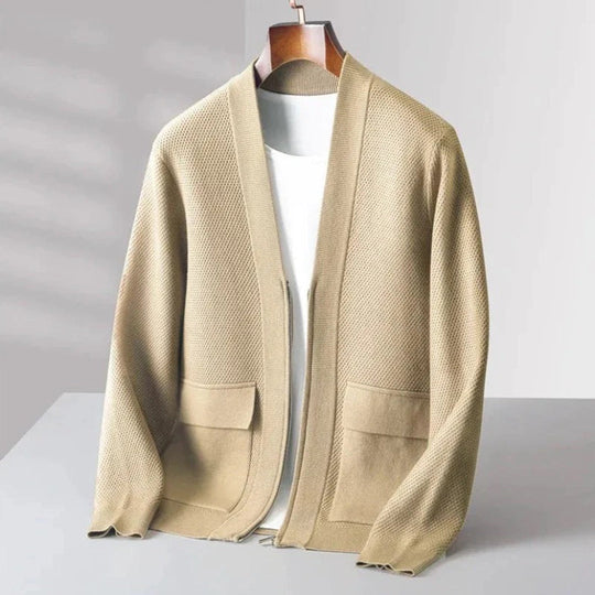 Heren Vest Gebreid Casual Stijl Met V-Hals en Voorzakken 1