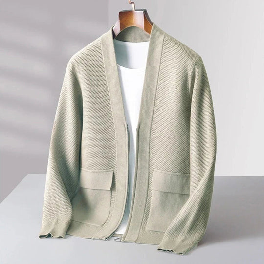Heren Vest Gebreid Casual Stijl Met V-Hals en Voorzakken 5