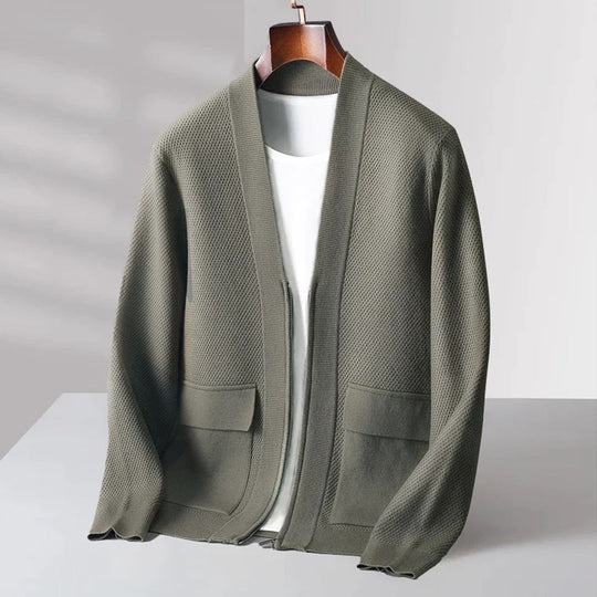 Heren Vest Gebreid Casual Stijl Met V-Hals en Voorzakken 7
