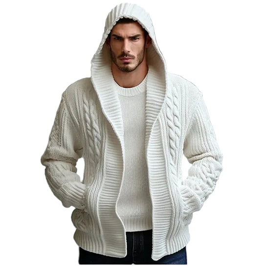 Heren Vest Met Capuchon en Kabelpatroon 0