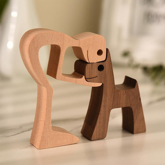 Honden Beeldje Handgesneden Rustiek Decoratief Kunstwerk 1