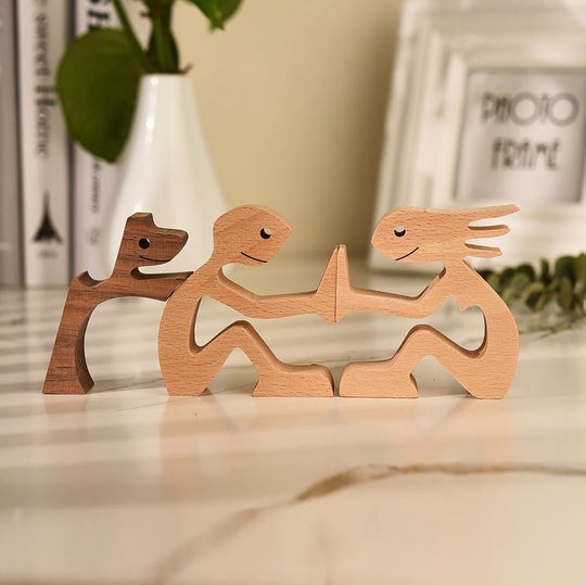 Honden Beeldje Handgesneden Rustiek Decoratief Kunstwerk 3