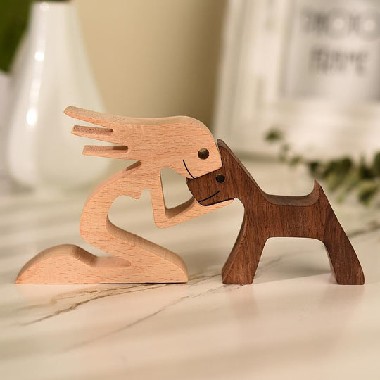 Honden Beeldje Handgesneden Rustiek Decoratief Kunstwerk 4