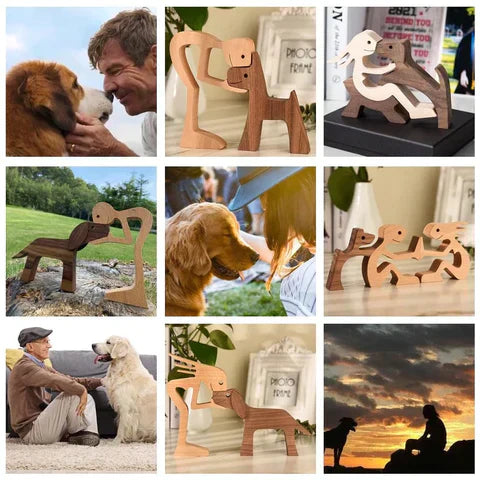 Honden Beeldje Handgesneden Rustiek Decoratief Kunstwerk 5