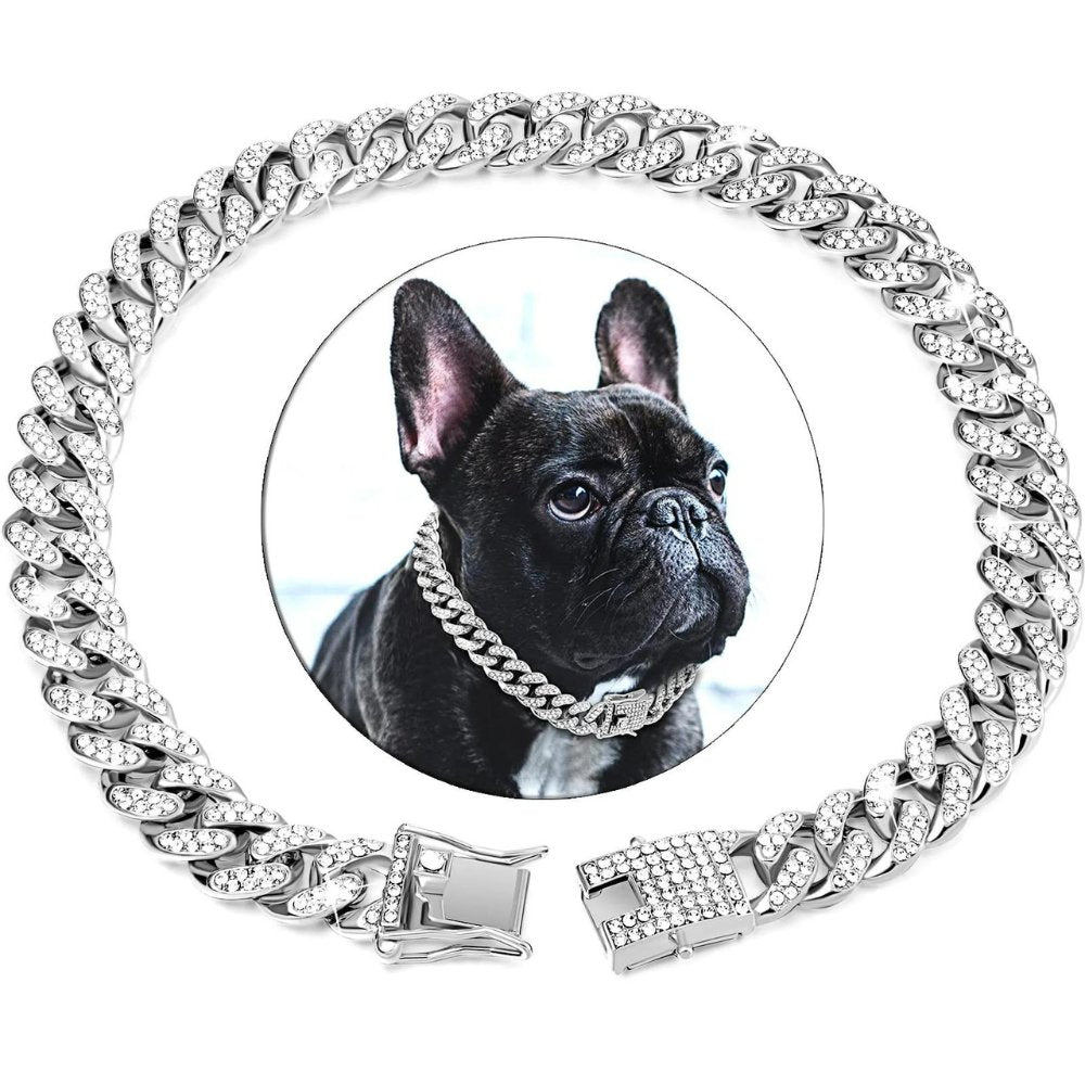 Hondenhalsband met Gouden Ketting en Zirkonia-diamanten 4