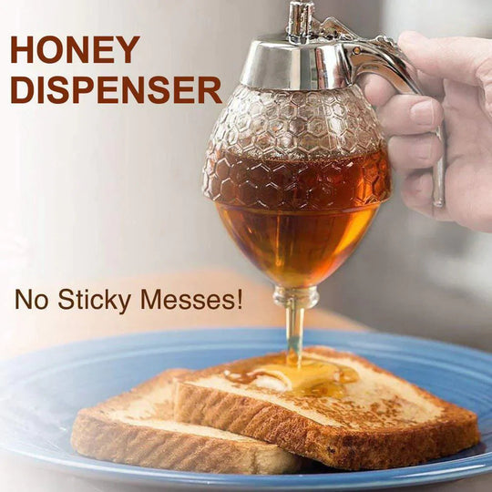 Honingdispenser met Glazen Basis en Verchroomde Handgreep voor Gemakkelijk Gieten 1