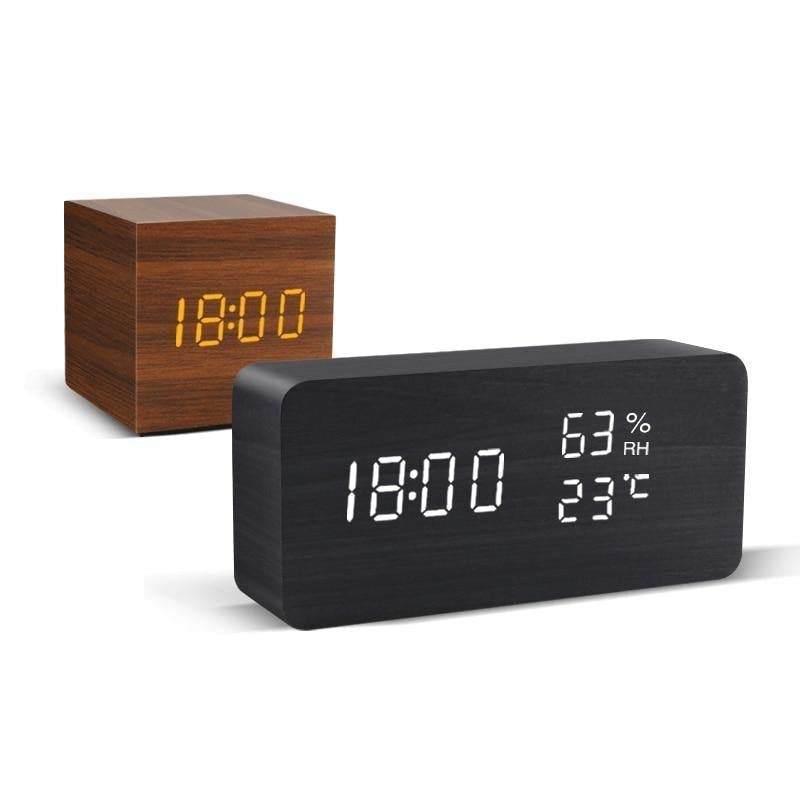 Houten Blok LED Wekker Stijlvol 2