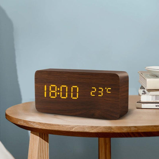 Houten Blok LED Wekker Stijlvol 4