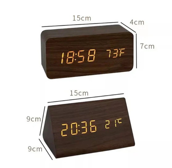 Houten LED Klok met Stemactivering 8