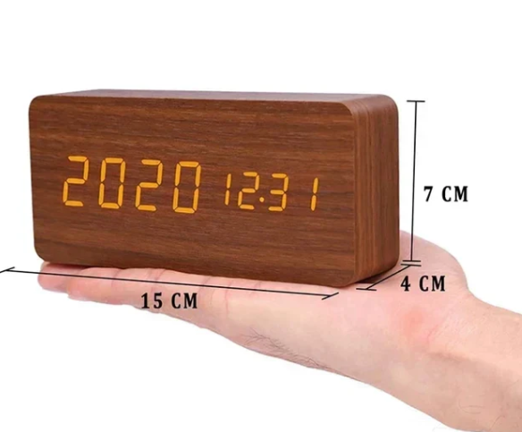 Houten LED Klok met Stemactivering 9