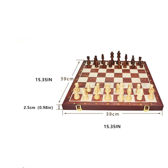Houten Schaakspel Opvouwbaar met Massieve Schaakstukken voor Serieuze Spelers 3