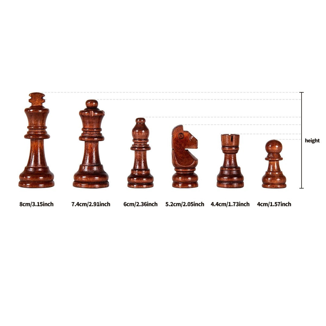 Houten Schaakspel Opvouwbaar met Massieve Schaakstukken voor Serieuze Spelers 4