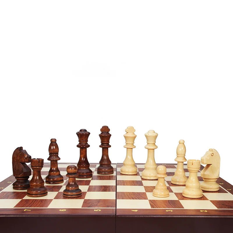 Houten Schaakspel Opvouwbaar met Massieve Schaakstukken voor Serieuze Spelers 5