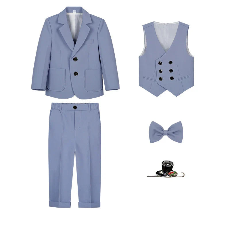 Jongens 4-delige Smoking Set Stijlvol Met Blazer, Broek En Vlinderdas 6