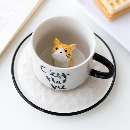 Keramische Koffiemok met Verborgen Kat 2