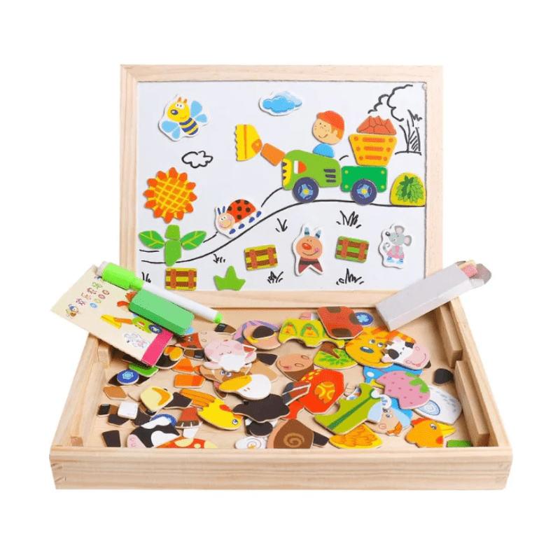 Kinderen 2-in-1 Montessori Tekenbord met Magnetisch en Krijtbord 3