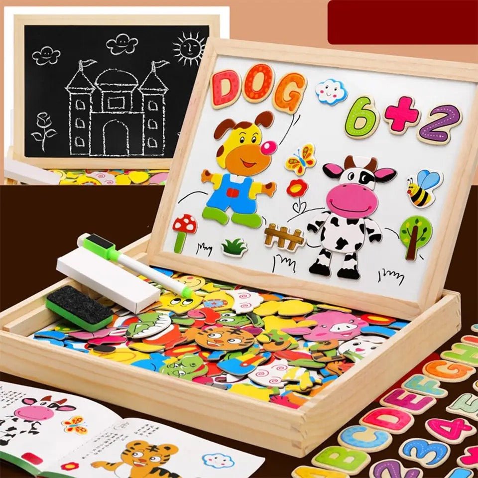 Kinderen 2-in-1 Montessori Tekenbord met Magnetisch en Krijtbord 5