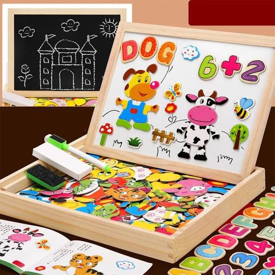 Kinderen 2-in-1 Montessori Tekenbord met Magnetisch en Krijtbord 5