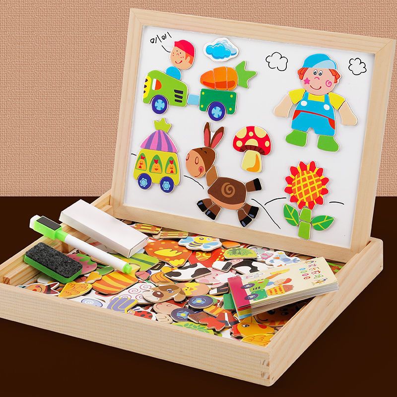 Kinderen 2-in-1 Montessori Tekenbord met Magnetisch en Krijtbord 7