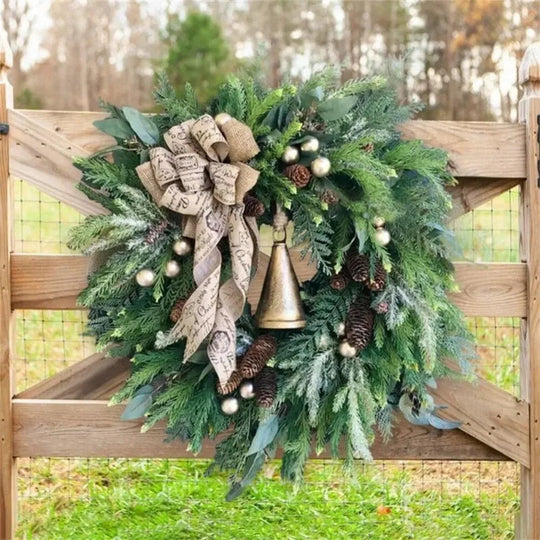 Kunstmatige Kerstkrans met Dennentakken en Jute Strik 4