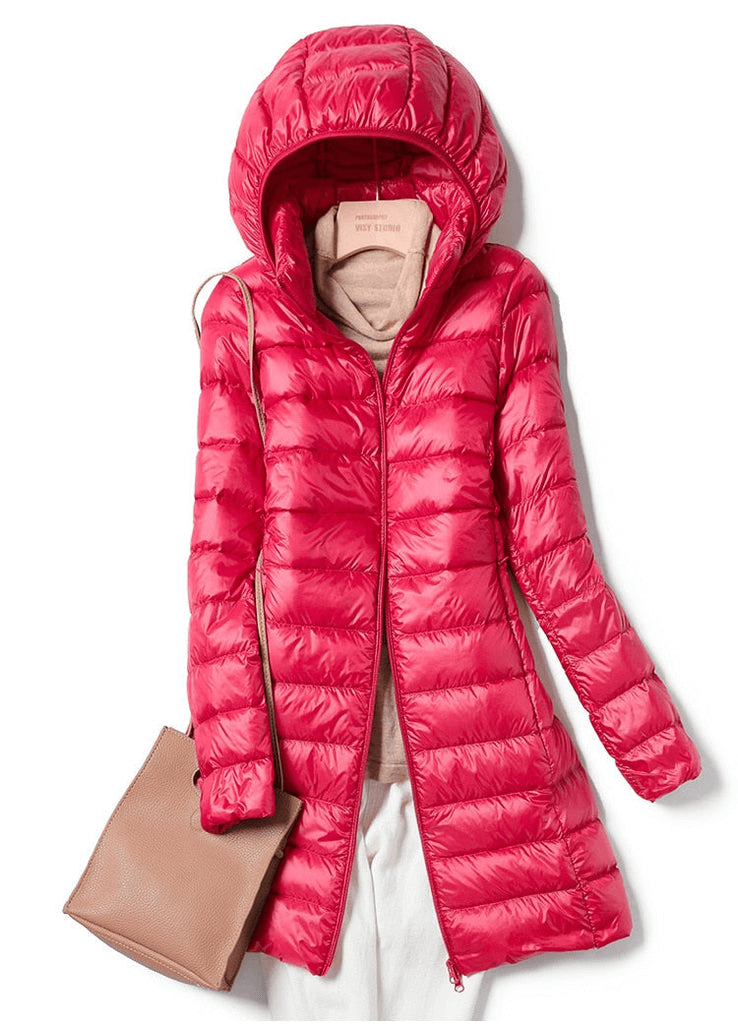Lange Winterjas Dames Ultralicht Casual Met Lange Mouwen 3