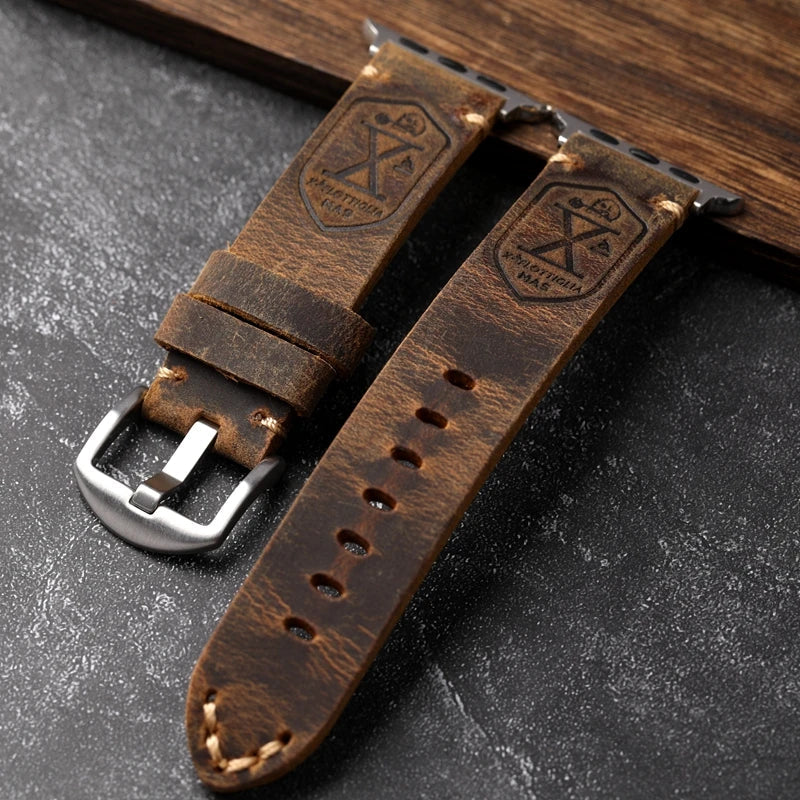 Leren Apple Watch Band Handgemaakt Vintage Stijl 1