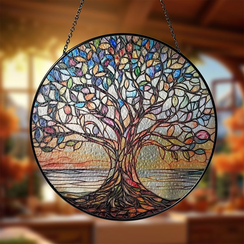 Levensboom Zonnevanger Handgemaakt Glas-in-Lood 5