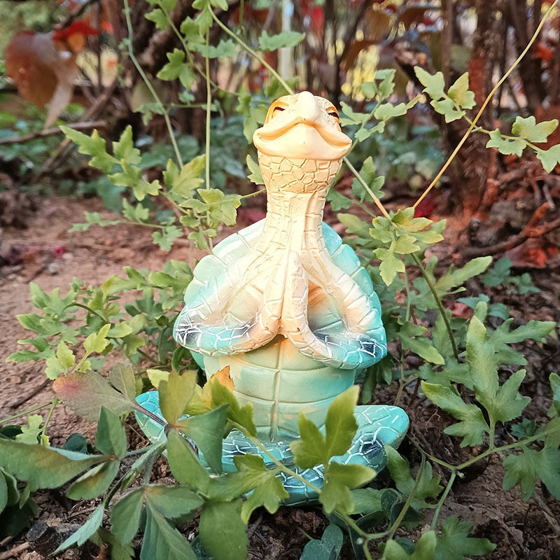 Meditatieve Tuinbeeld Zeeschildpad in Yogahouding voor Rust en Inspiratie 2