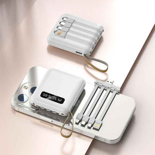 Mini Powerbank 20000 mAh Met Geïntegreerde Kabels Voor Draagbaar Opladen 0