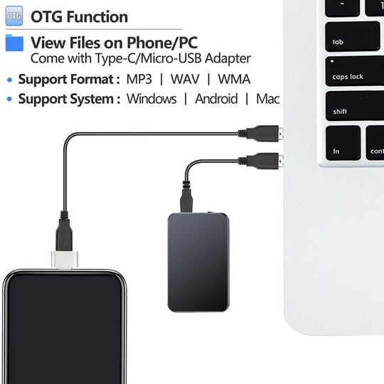 Mini Spraakrecorder Draagbaar Met 64 GB Geheugen Voor Opnames 7